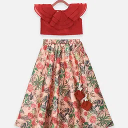 LilPicks Girls Maroon & Peach-Coloured Ready to Wear Lehenga & Blouse-19
