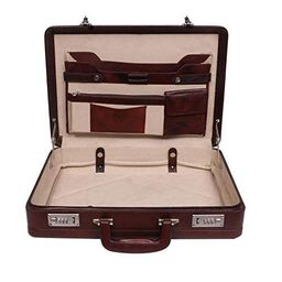 c comfort |Genuine Leather Briefcase Laptop Compartment Expandable Features High-Security Combo Number Lock Briefcase Bag for Men Small Briefcase - for Men (Brown) image 2