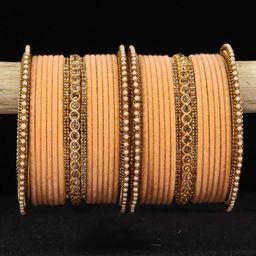 NMII Set Of 34 Gold-Plated Zircon-Studded & Beaded Bangles-image-31