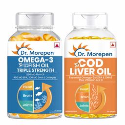 Dr. Morepen Dr. Morepen Omega-3 1250mg Fish Oil 60 Softgels & Cod Liver Oil 100 Softgels Combo,  2 Piece(s)/Pack -26