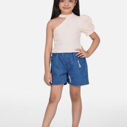HERE&NOW Girls One Shoulder Pure Cotton Clothing Set-picture-37