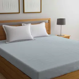 Arrabi Unisex Grey Solid King Size Cotton Blend 210 GSM Mattress Protector With Elastic Edges-70