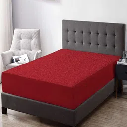 Trance Home Linen Maroon King Size Elasticated Fitted Cotton Waterproof Mattress Protector-image-69