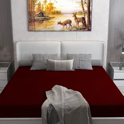 DREAM CARE Cotts Wonder Maroon Waterproof Double King Mattress Protector-37