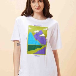 Globus Typography Printed Pure Cotton Oversized T-shirt-image-62