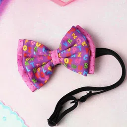 Tossido Girls Purple & Pink Alphabets Layered Bow With Adjustable Elastic Hairband-image-58