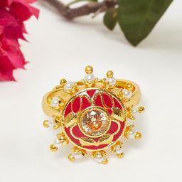 Voylla Gold-Plated Pearls Beaded Adjustable Ring-image-39