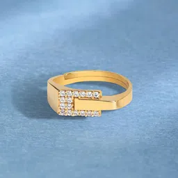 March by FableStreet Men 925 Pure Sterling Silver 18K Gold-Plated Cubic Zirconia Ring-image-60