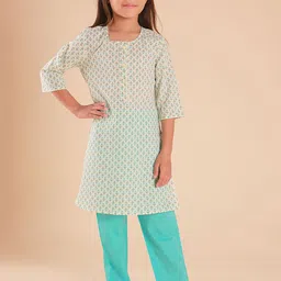 Sangria Girls Printed Pure Cotton Kurta With Trouser-picture-47