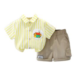 StyleCast x Revolte Boys Yellow & White Vertical Striped Shirt & Shorts-image-19