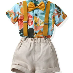 StyleCast x Revolte Boys Blue & Cream Printed Shirt with Shorts-image-20