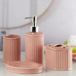 Kookee Beige 4 Pcs Abstract Ceramic Bath Accessories Set-39
