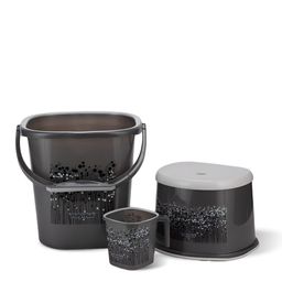 Nayasa Black 3 Piece Floral Printed Light-Weight Bath Accessories Set-31