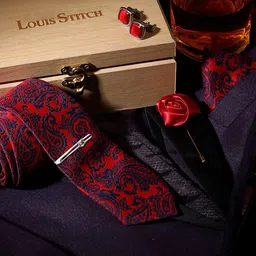 LOUIS STITCH Men Italian Silk Necktie Accessory Gift Set-58