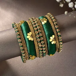 Peora Women 10Pcs Gold-Plated Kundan Studded Bangles Set-47