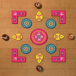 Indigifts Pink & Blue 13 Pieces Resuable Wooden Rangoli Stickers Set-image-40