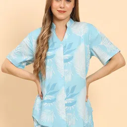 Moda Rapido Floral Printed Mandarin Collar Shirt With Shorts-38