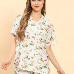 Moda Rapido Floral Printed Mandarin Collar Shirt With Shorts-picture-40