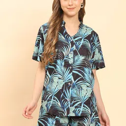 Moda Rapido Floral Printed Mandarin Collar Shirt With Shorts-image-62