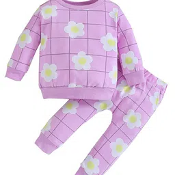 StyleCast Girls Purple Checked Sweatshirt with Pyjamas-image-32