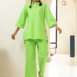 JISORA Pure Cotton Top With Trouser Co-Ords-image-74