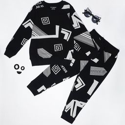 BE AWARA Kids Printed Pure Cotton T-Shirt With Jogger-picture-30