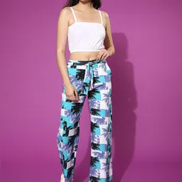 JUNEBERRY Shoulder Strap Pure Cotton Crop Top & Printed Palazzo-image-58