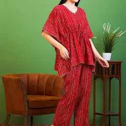 AV2 Printed V-Neck Kaftan Top With Trousers image 3