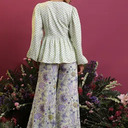 Vishudh  Floral Printed A-Line Top With Flared Palazzos image 4