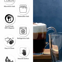 Pasabahce Set Of 2 Transparent Microwave Safe Glass Mugs 325 ml Each image 4