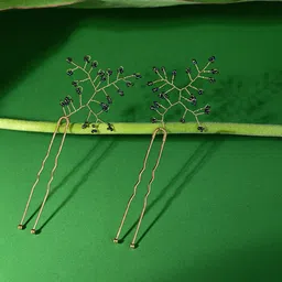 Accessorize Set of 2 Delicate Bead Leaf Hair Pins-45