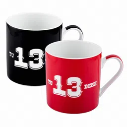 GOODHOMES Black & Red Text or Slogans Printed Bone China Glossy Cups image 4