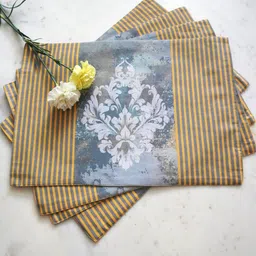 TARA- Sparkling Homes Grey 4 Pieces Printed Pure Cotton Table Placemats-image-80