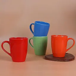 Femora Red & Blue 6 Pcs Solid Ceramic Glossy Mugs 360ml-7