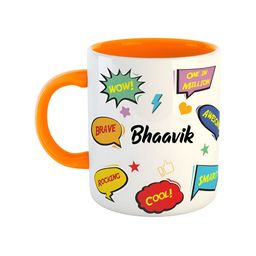 ARTBUG Orange & White Text Printed Personalised Ceramic Glossy Mug 350 ml-image-67
