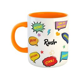 ARTBUG Orange & White Text Printed Personalised Ceramic Glossy Mug 350 ml-image-72
