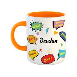 ARTBUG Orange & White Text Printed Personalised Ceramic Glossy Mug 350 ml-image-63