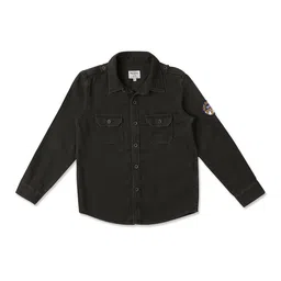 Pepe Jeans Boys Olive Green Solid Casual Shirt-image-70