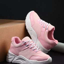 The Roadster Lifestyle Co. Women Pink Textured Round Toe Comfortable Sneakers-26