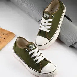 The Roadster Lifestyle Co. Women Olive Green Colourblocked Lace-Up Sneakers-image-87