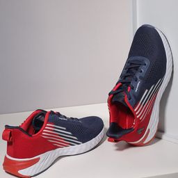 Aqualite Men Blue & Red Mesh Walking Non-Marking Shoes-picture-0