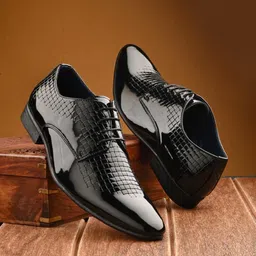 House of Pataudi Men Textured Round Toe Lace-Up Formal Derbys-picture-9