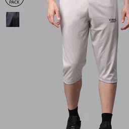 VIMAL JONNEY Men Grey Training or Gym Sports Shorts - Pack of 2-image-68