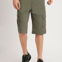 THE BEAR HOUSE Men Mid Rise Pure Cotton Cargo Shorts-image-65