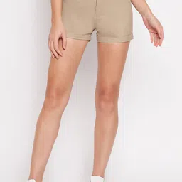 Hypernation Women Slim Fit High-Rise Shorts-image-64