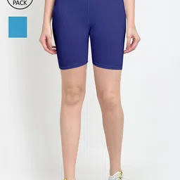 GRACIT Women Blue Pack of 2 Biker Shorts-image-7