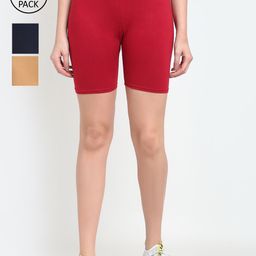 Jinfo Women Pack of 3 Solid Cycling Shorts-picture-33