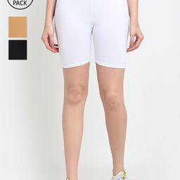 GRACIT Women Pack Of 3 Solid Cycling Sports Shorts-picture-47