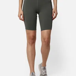 hummel Women Green Running Sports Shorts-5