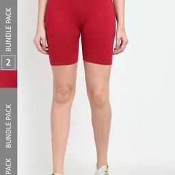 Jinfo Women Pack Of 2 Mid Rise Above Knee Cycling Sports Shorts-picture-31